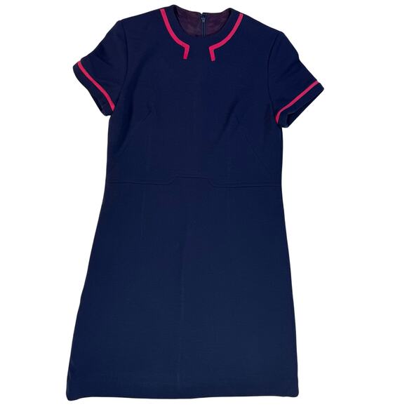 Vintage 60s Draper’s of California Navy Mod Dress Pink Trim Women’s 16 - Medium - Picture 3 of 9